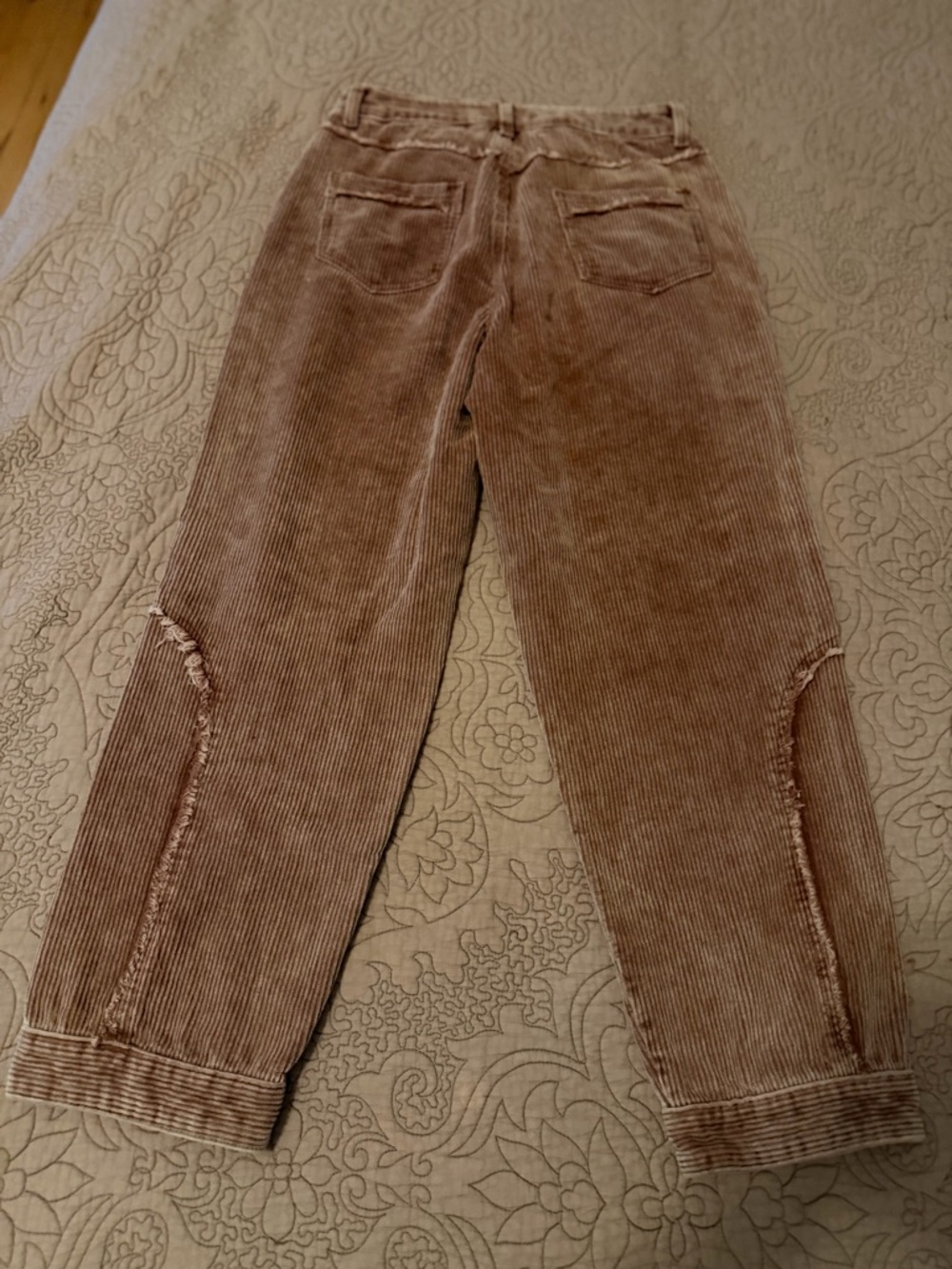 POL Rusty Caramel Wide Wale Corduroy Pants Distressed Seam Detail, Size M - Picture 7 of 15
